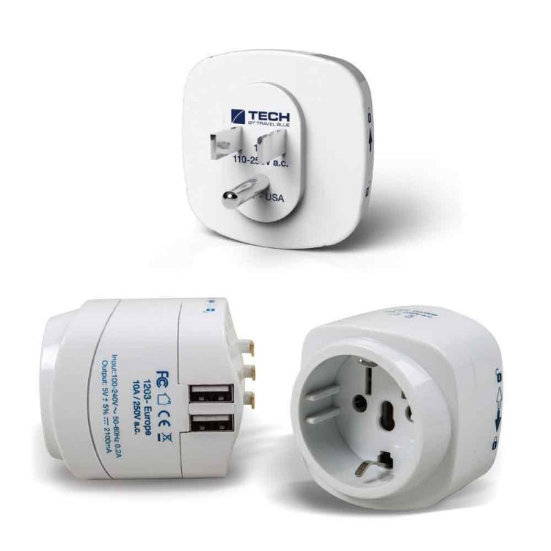 Adaptor Adaptator Gniazdka Europa do USA + 2 gniazda USB